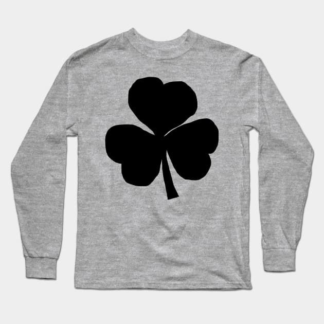 Shamrock Black for St Patricks Day Long Sleeve T-Shirt by ellenhenryart